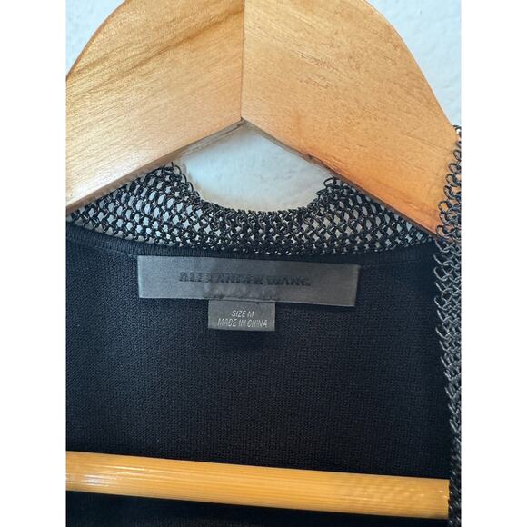 Alexander Wang Black Knit Tank Top with Chainmail V-Neck Draped Runway M - Picture 3 of 10
